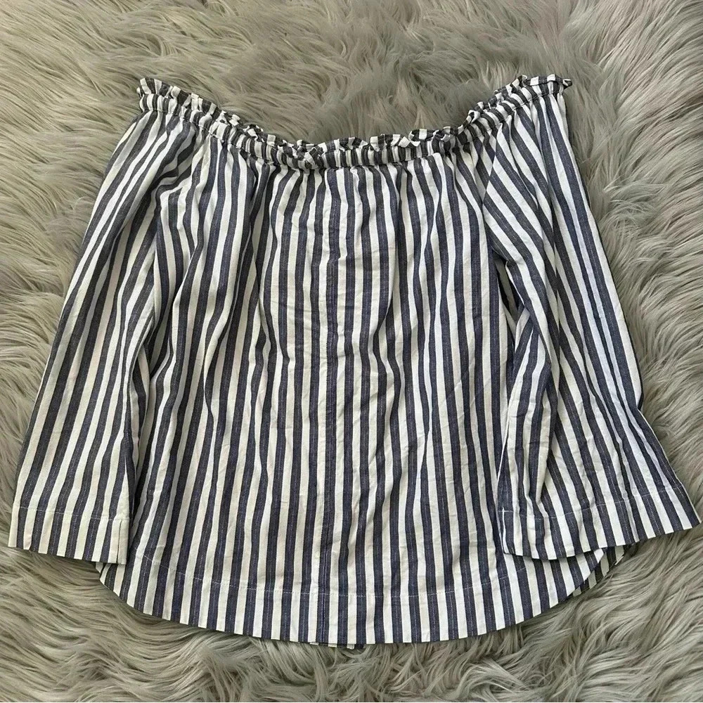 MADEWELL Shimmer Stripe Off-the-Shoulder Top Size Medium - Picture 5 of 9